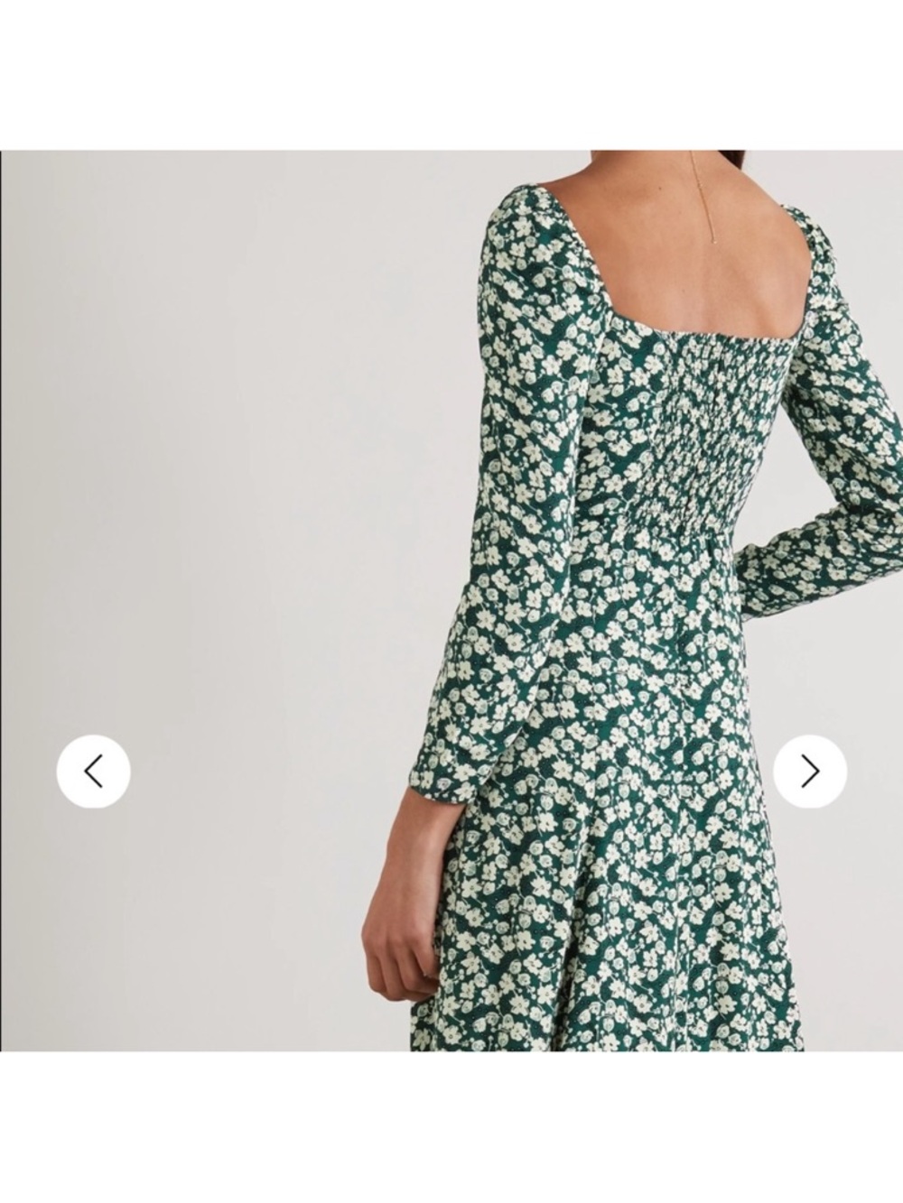 Reformation Belvedere Wallflower Long Sleeve Midi Dress Green White Sz 6 NEW - Picture 5 of 14